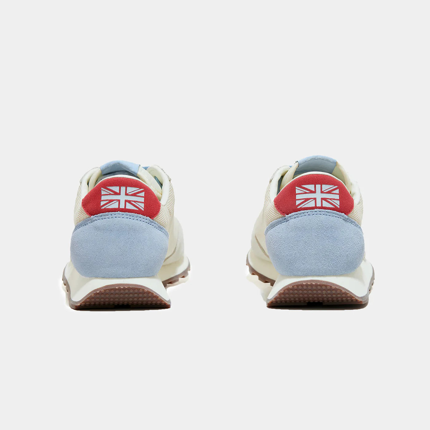 The back view of Norman Walsh LA84 Sky Blue & Red — an Olympics-inspired retro runner with perforated mesh upper, EVA cushioning & rubber outsole. 