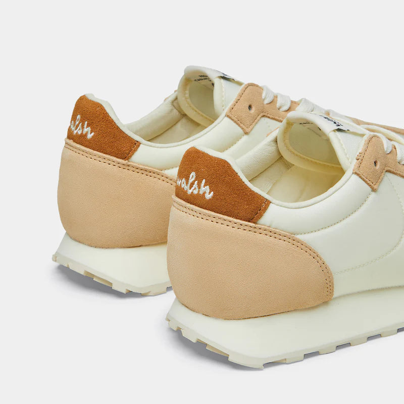 Back view of the Thames collection in Beige and Brown, featuring a wide toe box and smooth artistic silhouette