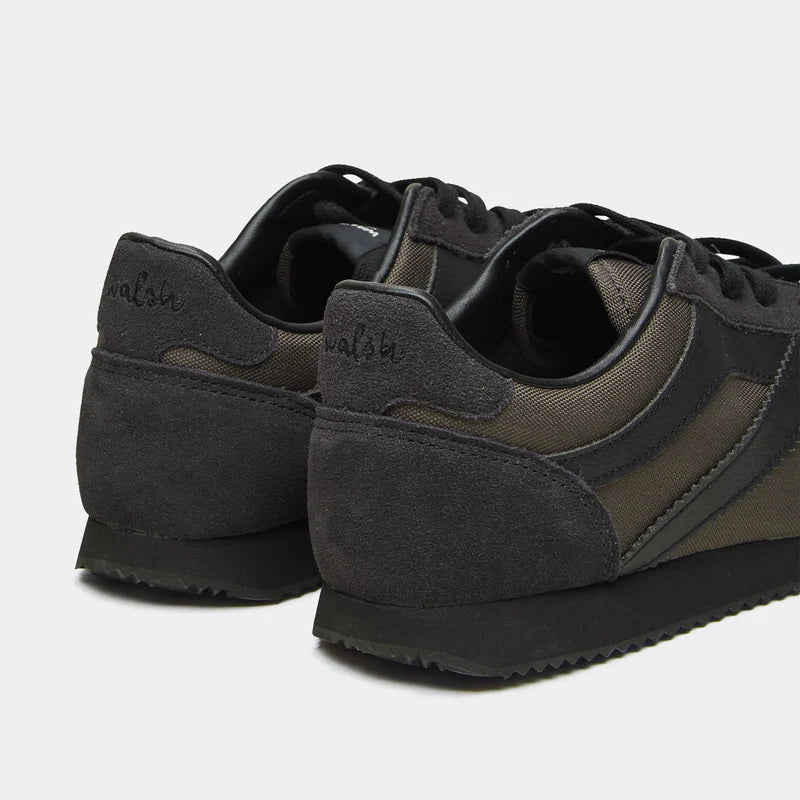 Back view of the Norman Walsh Chicago shoe in Black and Grey, featuring a 600D nylon upper and classic heritage design.