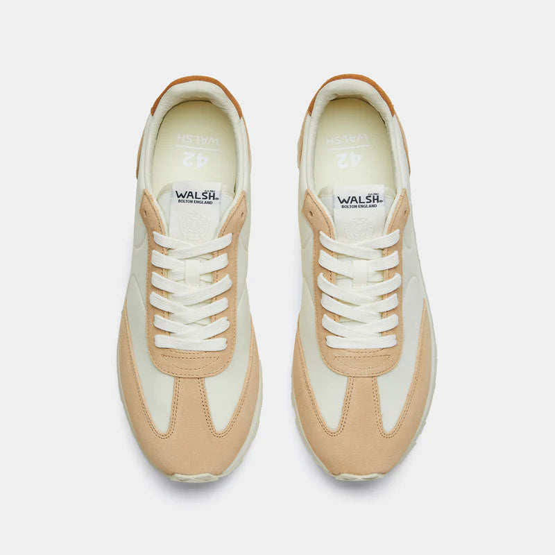 Top-down view of the Thames collection in Beige and Brown, featuring a wide toe box and smooth artistic silhouette