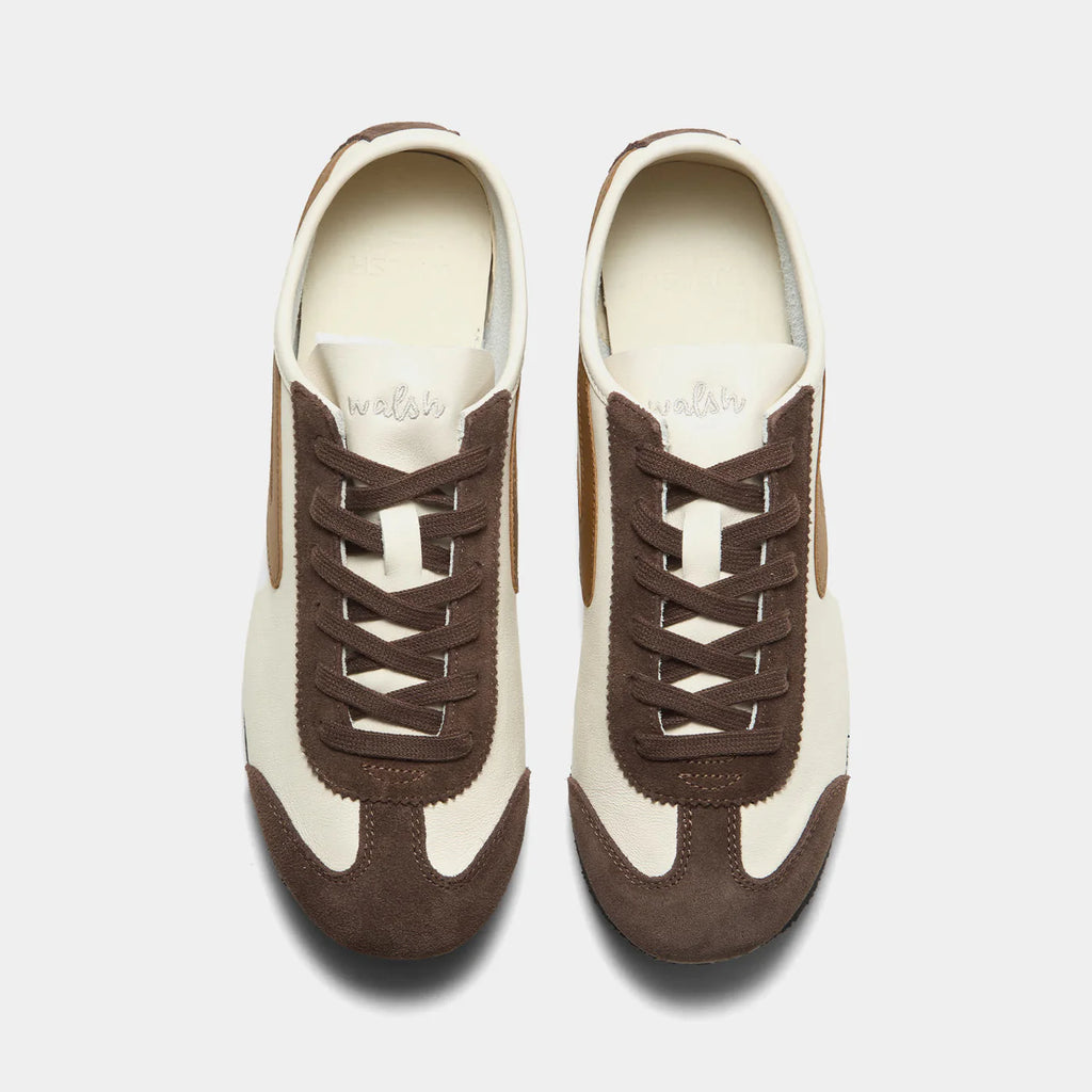 Top down view of the Norman Walsh Palm shoe in Reddish and Brown leather and suede.